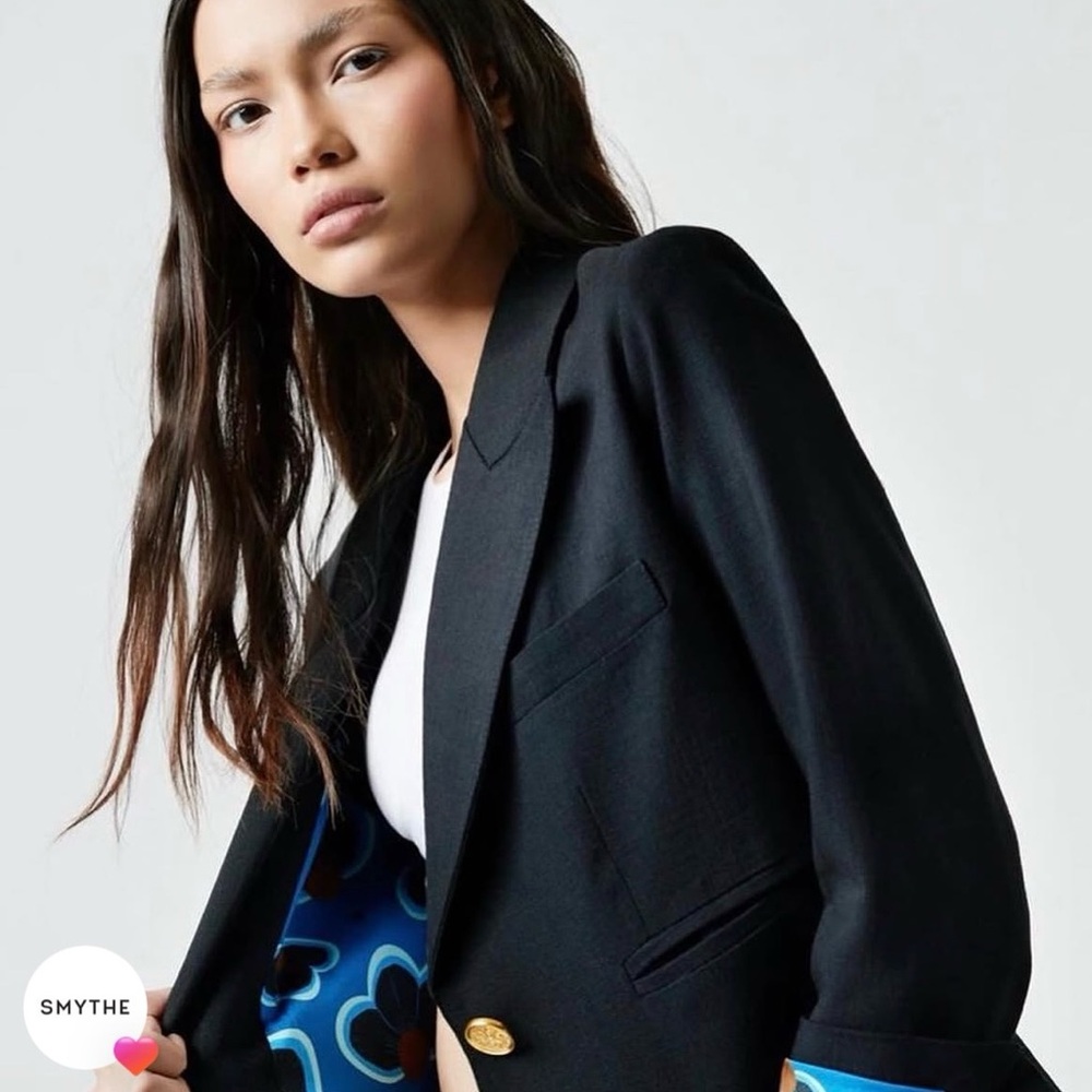 Smythe Special Edition Black Blazer with Vibrant Blue Lining
